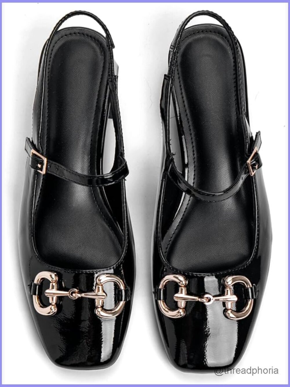Slingback Block Heel Pumps Square Toe Chunky Heels with Ankle Strap